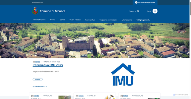 Security scan screenshot of https://www.comune.moasca.at.it/