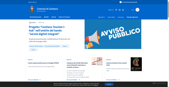 Security scan screenshot of https://comune.cantiano.pu.it/