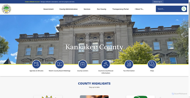 Security scan screenshot of https://kankakeecountyil.gov/