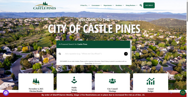 Security scan screenshot of https://www.castlepinesco.gov/