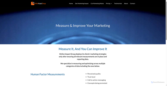 Security scan screenshot of https://onlineimpactgroup.com/measure-improve/