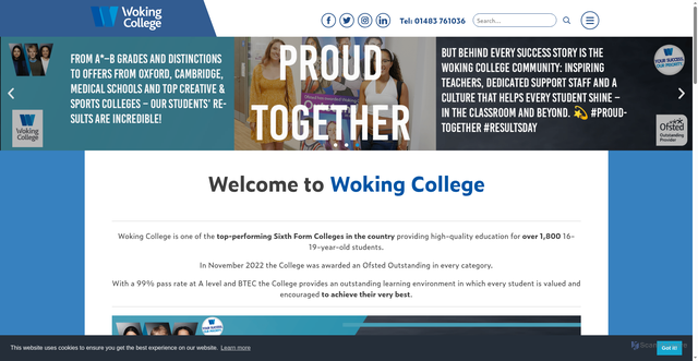 Security scan screenshot of https://woking.ac.uk/