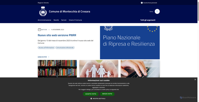 Security scan screenshot of https://www.comune.montecchiadicrosara.vr.it/it