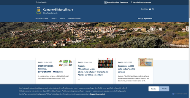 Security scan screenshot of https://www.comunemarcellinara.it/