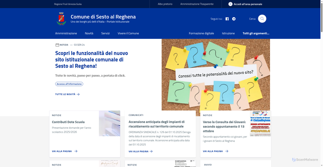 Security scan screenshot of https://www.comune.sesto-al-reghena.pn.it/