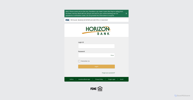 Security scan screenshot of https://bankonline.horizonbank.com