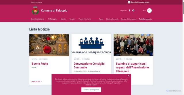Security scan screenshot of https://www.comune.faloppio.co.it/