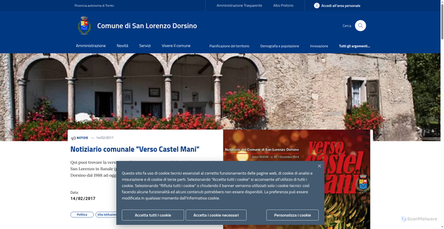 Security scan screenshot of https://www.comune.sanlorenzodorsino.tn.it/
