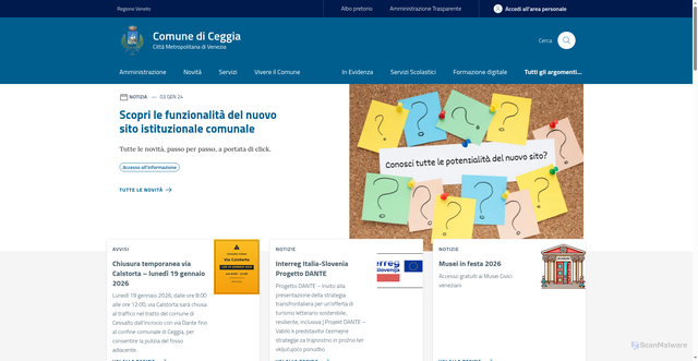 Security scan screenshot of https://www.comune.ceggia.ve.it/