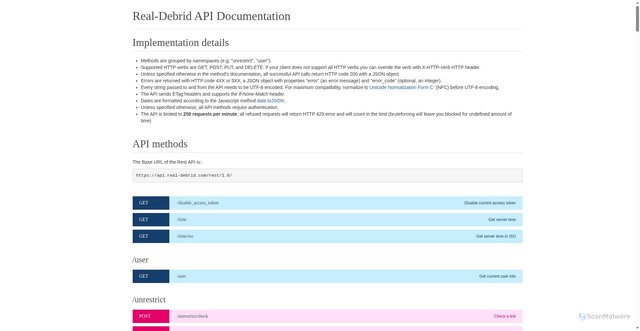 Security scan screenshot of https://app-7.real-debrid.com