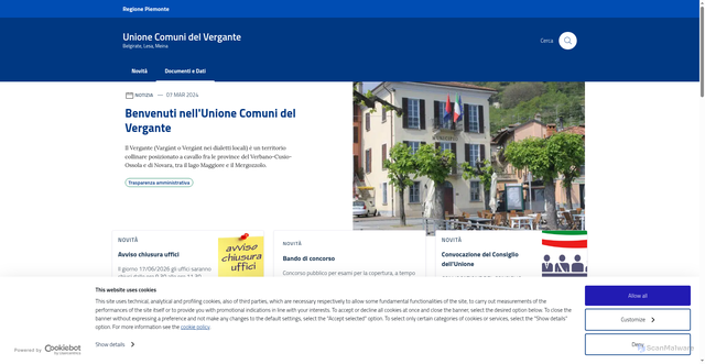 Security scan screenshot of https://www.unionecomunidelvergante.it
