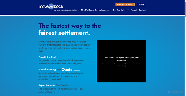 Security scan screenshot of https://movedocs.com