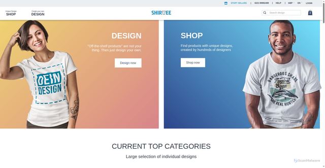 Security scan screenshot of https://shirtee.com