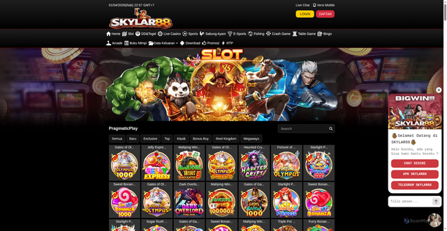 Security scan screenshot of https://skylar88apk.com/desktop/game/slot/pragmaticplay