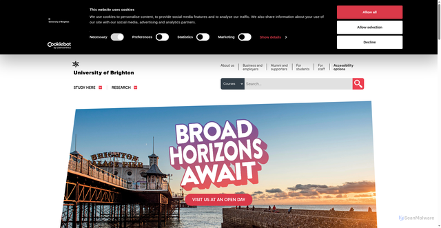 Security scan screenshot of https://www.brighton.ac.uk/index.aspx