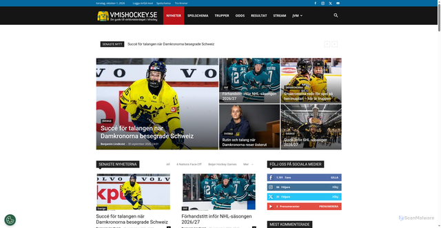 Security scan screenshot of https://ishockeyvm.nu