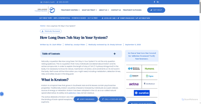 Security scan screenshot of https://orlandotreatmentsolutions.com/how-long-does-7oh-stay-in-your-system/