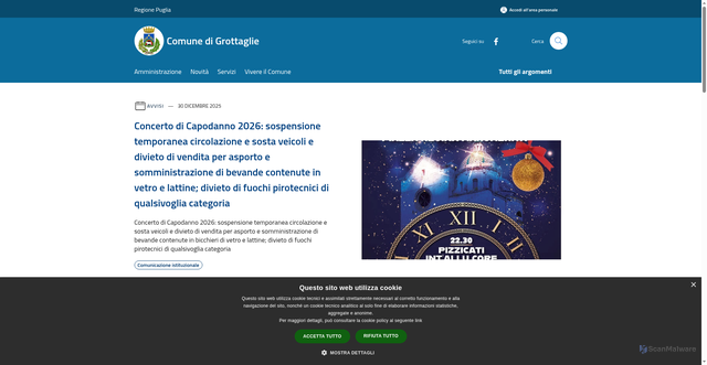 Security scan screenshot of https://www.comune.grottaglie.ta.it/it