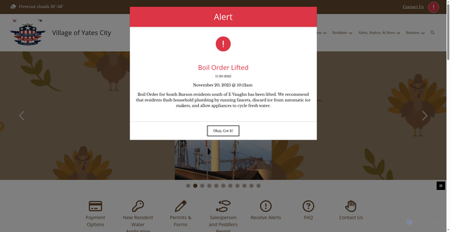 Security scan screenshot of https://villageofyatescity.gov/