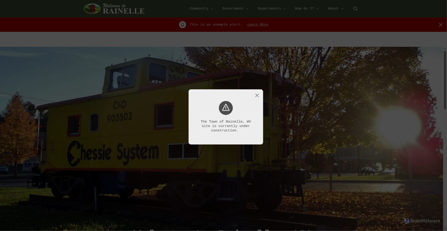 Security scan screenshot of https://townofrainellewv.gov/