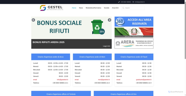 Security scan screenshot of https://www.gestelsrl.it/