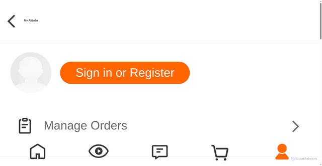Security scan screenshot of https://m.alibaba.com/myalibaba.htm?templateName=wap2-my-alibaba&from=header