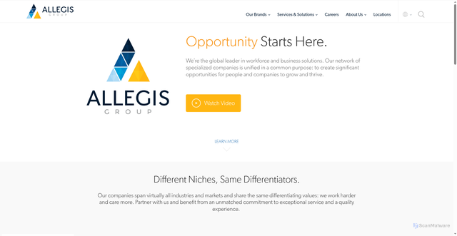 Security scan screenshot of https://allegisgroup.com
