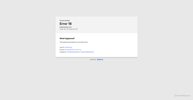 Security scan screenshot of https://kwikrewards.com