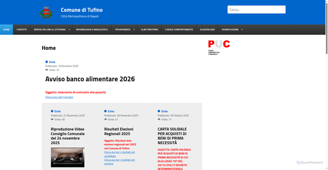 Security scan screenshot of https://www.comune.tufino.na.it/