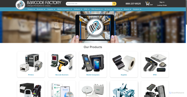 Security scan screenshot of https://barcodefactory.com