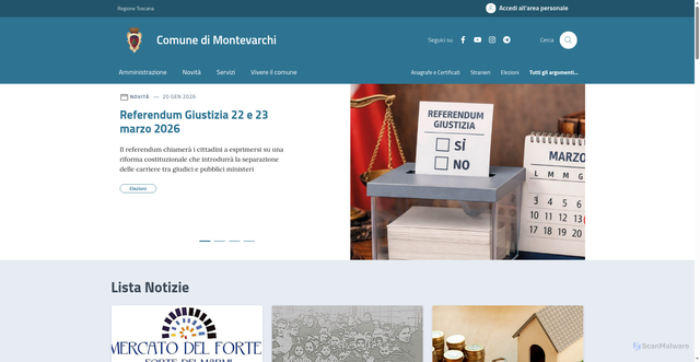 Security scan screenshot of https://www.comune.montevarchi.ar.it/