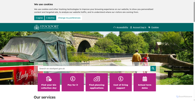 Security scan screenshot of http://www.stockport.gov.uk