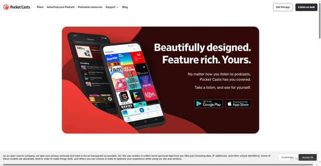 Security scan screenshot of https://pocketcasts.com/