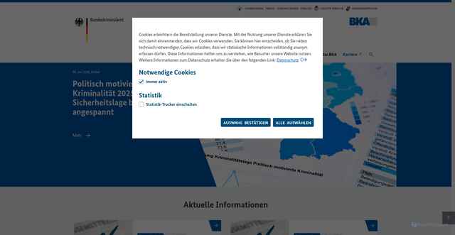 Security scan screenshot of http://www.bka.de