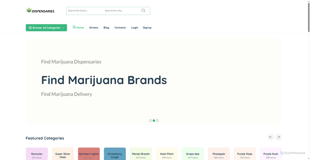 Security scan screenshot of https://dispensaries.bz