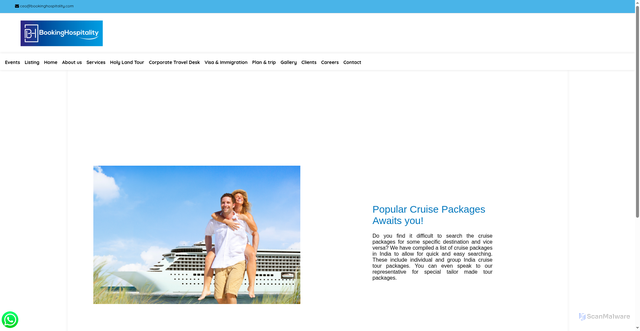 Security scan screenshot of https://bookinghospitality.com/cruiseservices