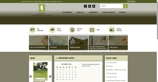 Security scan screenshot of https://bainbridgewa.gov/