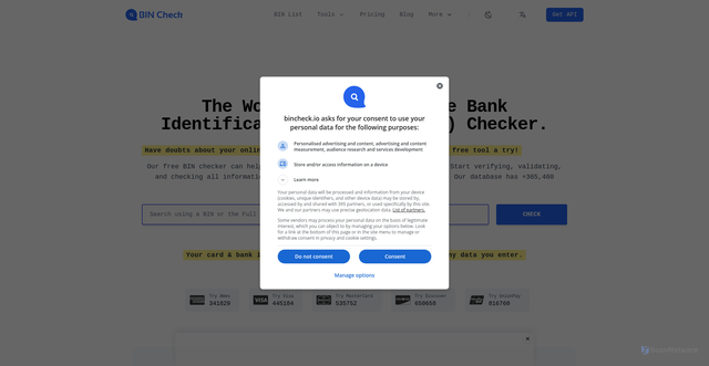 Security scan screenshot of https://bincheck.io