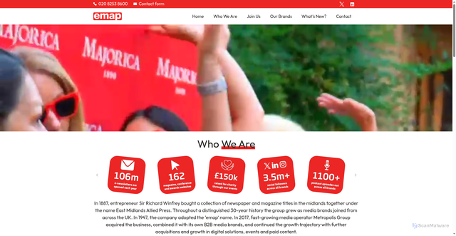 Security scan screenshot of https://emap.com