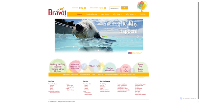 Security scan screenshot of http://www.bravopetfoods.com/