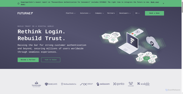 Security scan screenshot of https://futurae.com