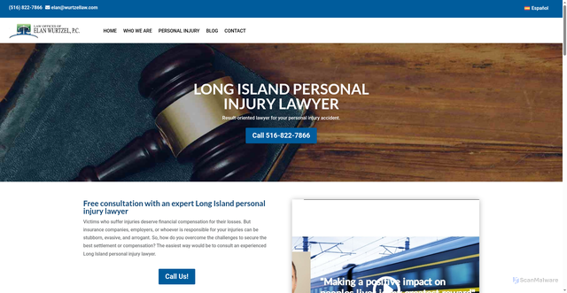 Security scan screenshot of https://wurtzellaw.com/long-island-personal-injury-lawyer/