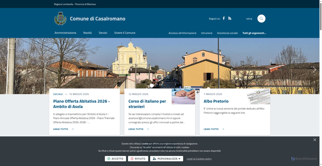 Security scan screenshot of https://www.comune.casalromano.mn.it