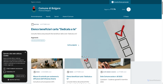 Security scan screenshot of https://www.comune.bolgare.bg.it/