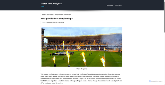 Security scan screenshot of https://www.northyardanalytics.com/blog/2018/11/30/how-good-is-the-championship/