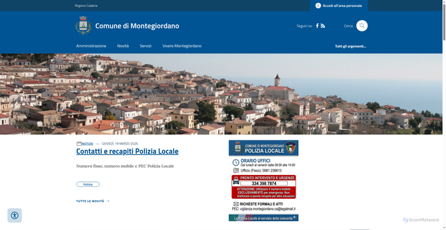 Security scan screenshot of https://www.comune.montegiordano.cs.it