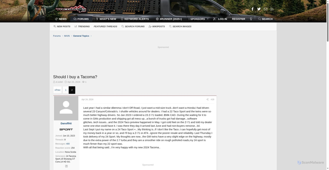 Security scan screenshot of https://www.tacoma4g.com/forum/threads/should-i-buy-a-tacoma.4104/page-2
