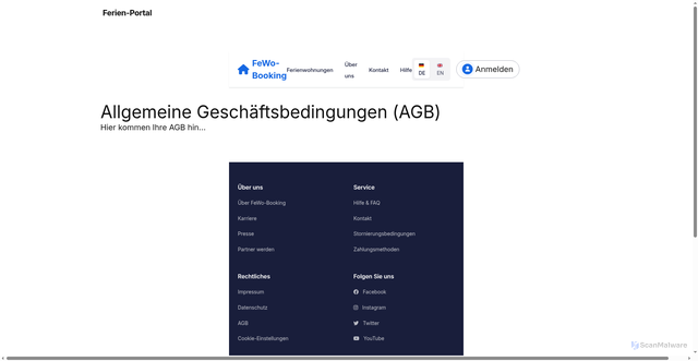Security scan screenshot of https://ferienwohnung-portal.de/agb/?lang=de