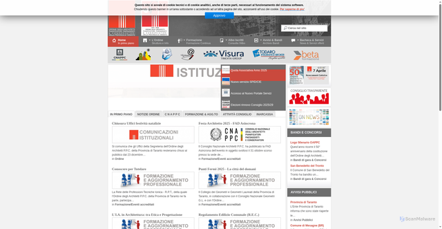 Security scan screenshot of https://www.architettitaranto.it/