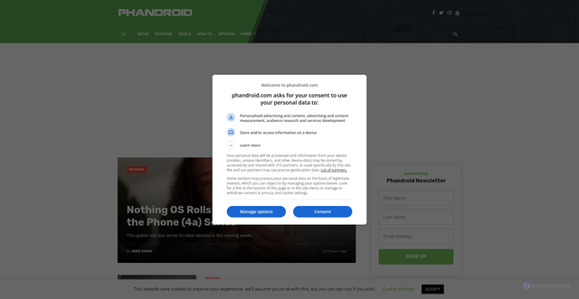 Security scan screenshot of https://phandroid.com